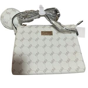 Nicole Miller Off White Monogram Crossbody Purse